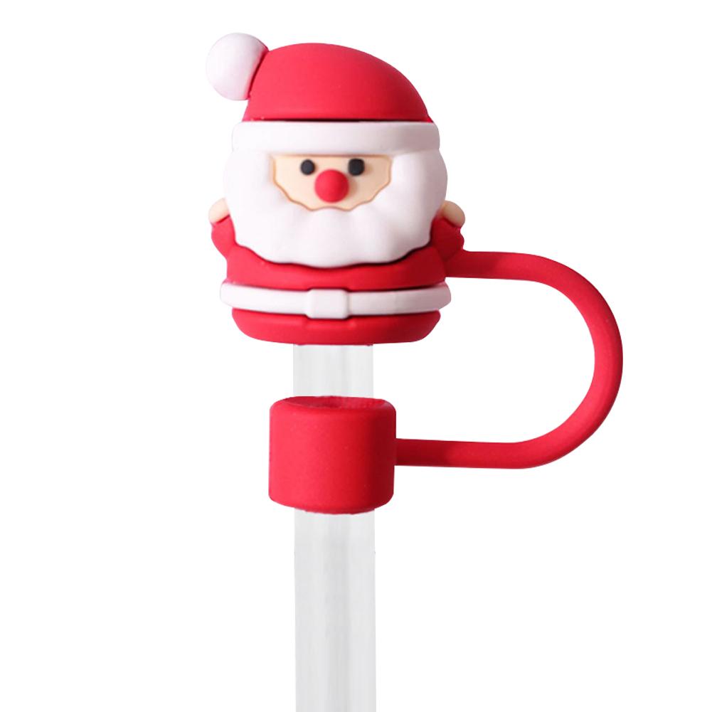 PVC Christmas Straw Covers 10mm Xmas Cartoon Straw Tips Reusable Christmas Straw Caps for Stanley 30/40oz Tumbler Accessories