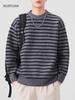 Mu Yuan Unisex gestreifter Pullover: Herbst-/Winter-Strickpullover im japanischen Stil