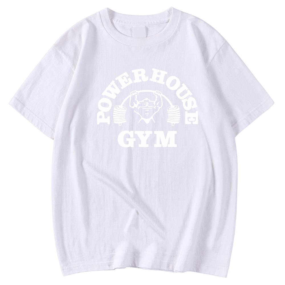 Powerhouse Gym Print Cotton T-shirt Men Women Sportswear Oversized Tshirt Short Sleeve Tee Summer Fitness T Shirts Clothes Tops