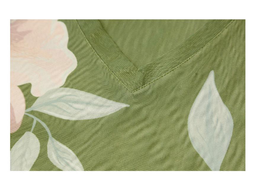 2024 European Summer Fashion: Floral Mesh V-Neck Slim Fit Short-Sleeve Top