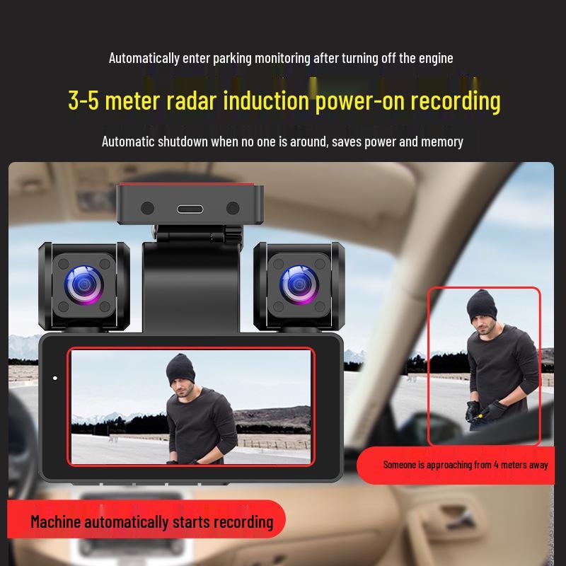 4K HD 360° Panoramic Dash Cam with Night Vision, Front & Rear Dual Recording, No-Wire Installation, Parking Monitor