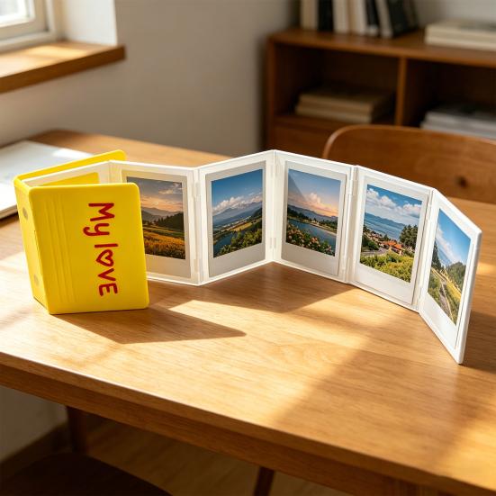 3D Printed Instant Photo Album Hold 6 Standard 3-Inch Instant Photos Folding Expandable Mini Photo Holder Picture Memory Book