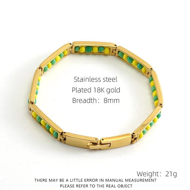 

Модные зеленые и желтые бусины Babalawo, браслет Orula Pulsera, не выцветающие украшения из нержавеющей стали для мужчин и женщин, подарочный амулет 1_