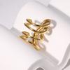 Stainless Steel Fashion Waterproof Open Ring Vintage Geometric Irregular Line Rings for Women Men Party Gift Temperament Jewelry