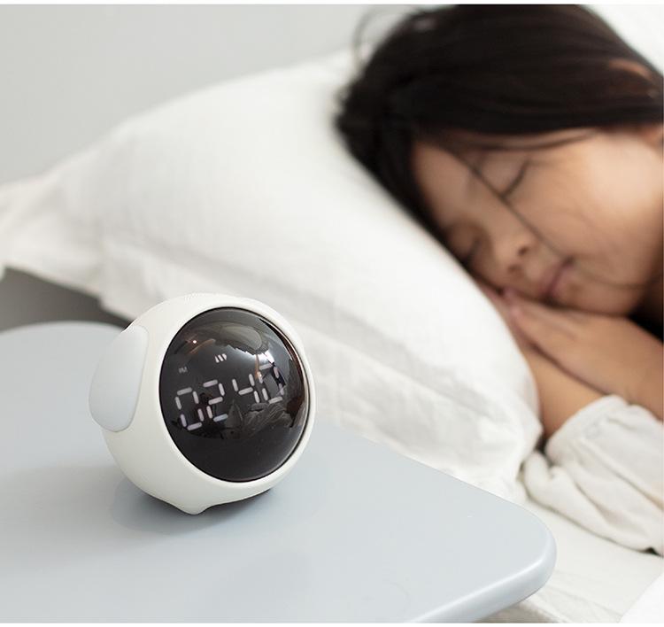 Children's LED Pixel Alarm Clock with Smart Night Light and Snooze Function for Students