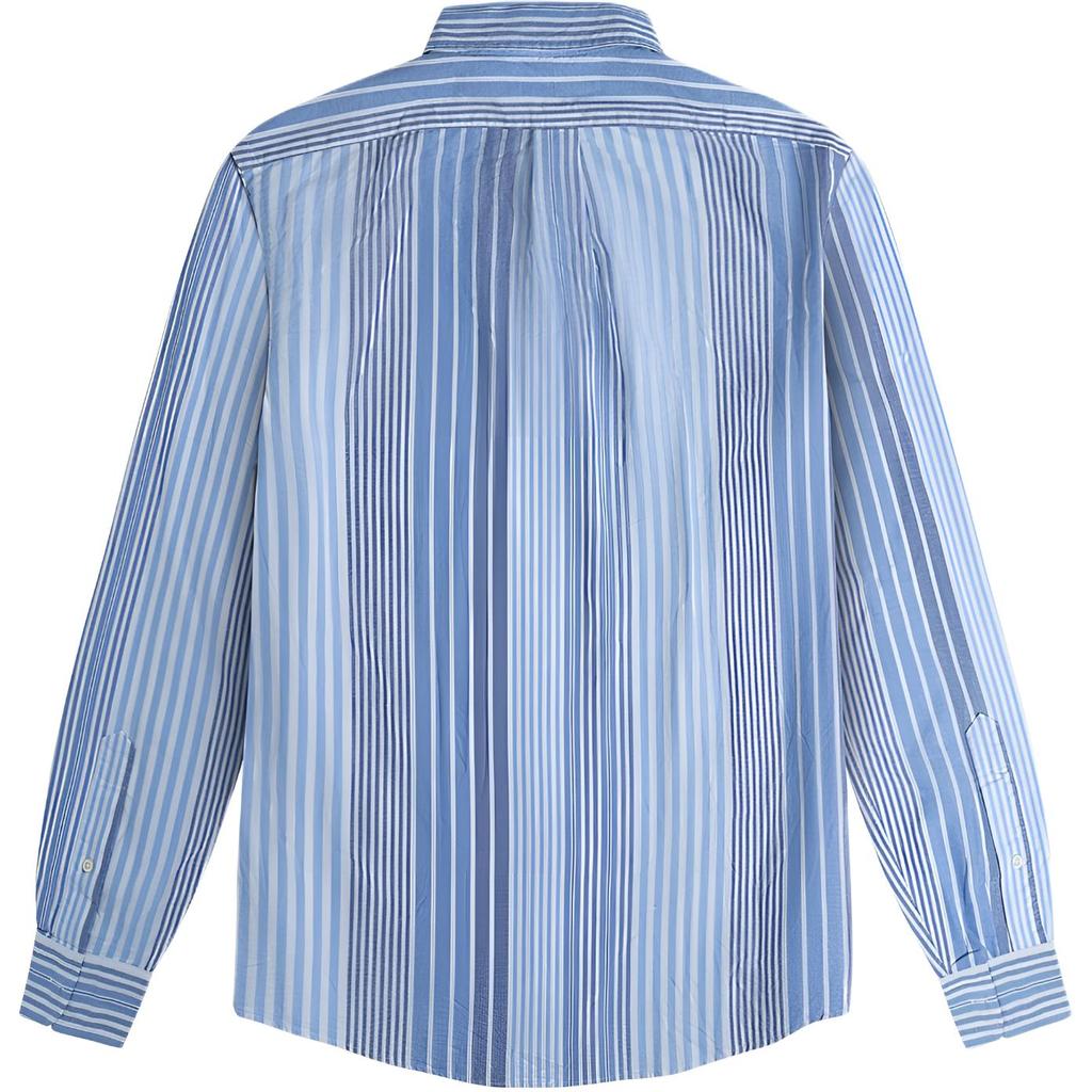 Polo Ralph Lauren Ss24 Gestreiftes Oxford Langarmhemd mit gesticktem Pony-Logo Herrenhemden Blau 710791531003