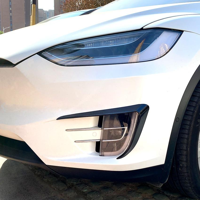 For Tesla Model X 2015-2020 Car Front Bumper Splitter Spoiler Covers Trim Fog Lights Eyebrow Wind Knife Car Interior Accessories