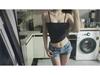 Shorts in Denim Tagliati a Vita Bassa Millennial Blue da Donna