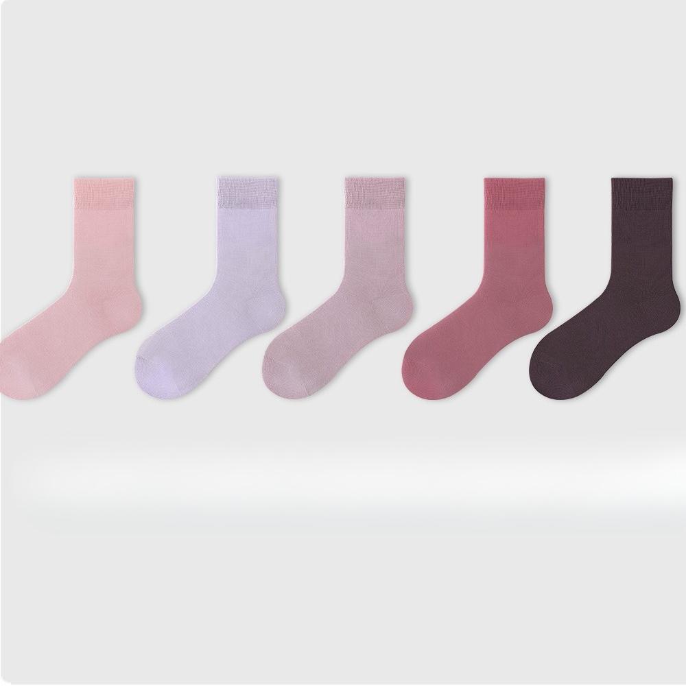 5 Pairs of Female Spring and Autumn New Pure Cotton Moon Son Boneless Tube Socks