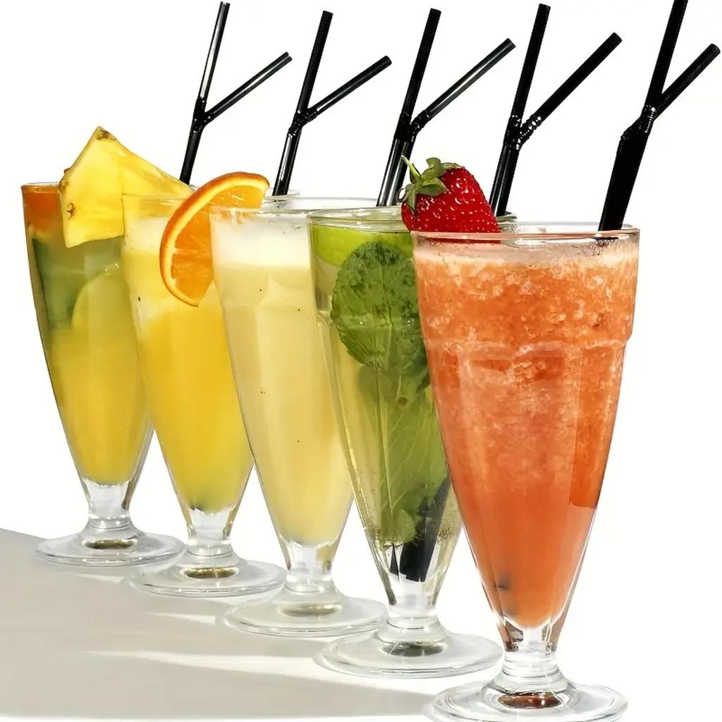 50/100PCS Black Disposable Straws Straight Through Fine Straws Plastic Beverage Tubes That Can Be Reused Coffee Shop Bar Party