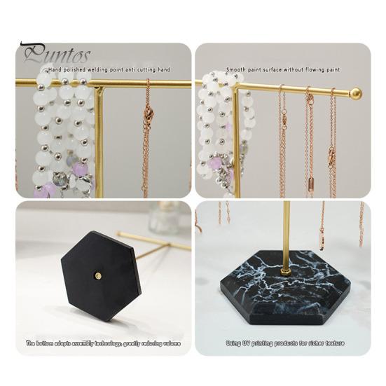 Metal T-shaped Jewelry Display Stand Necklace Holder with Stable Base Necklace Bracelet Storage Rack Jewelry Organizer