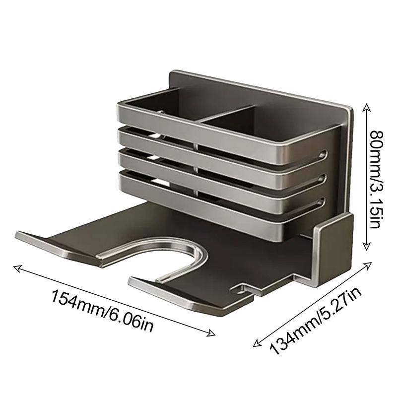 Hair Dryer Holder Wall Mounted Punch-Free Bathroom Hair Tool Organizer Hair Dryer Hanger Metal Bathroom Rack Organizer Bathroom
