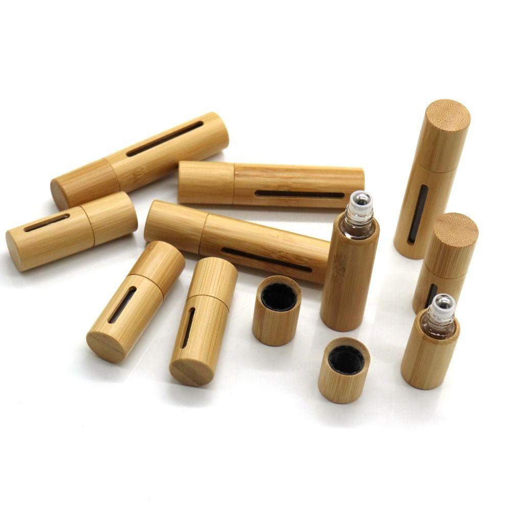 3/5/10ml Bamboo Perfume Bottle Mini Essential Oil Roller Bottle Lip Oil Tubes  Lipgloss Pack