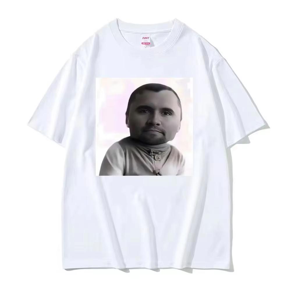 Porträt Meme Print T-Shirt Unisex Lustiges Internet-Meme Quadratisches Foto Grafik Rundhals Kurzarm Weiche Baumwolle Humor Lässige Oberteile