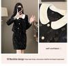 Autumn Black Socialite Style Two-Piece Petal Dress: Chic & Fashionable High-End Short Set