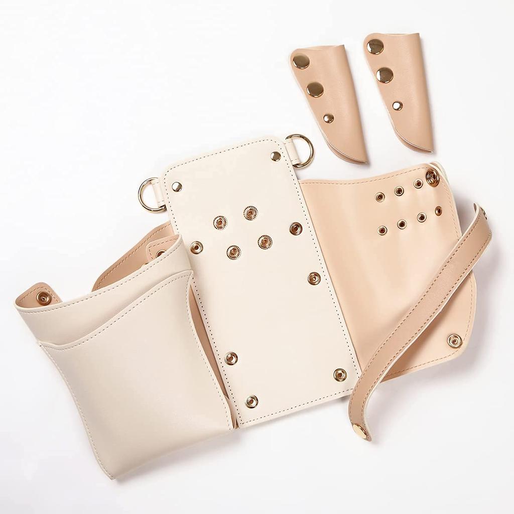 DEEDS Luxury Style Sienna Scissor Case with Ivory X Pink Holds Scissors Chain, Beige, 4-6