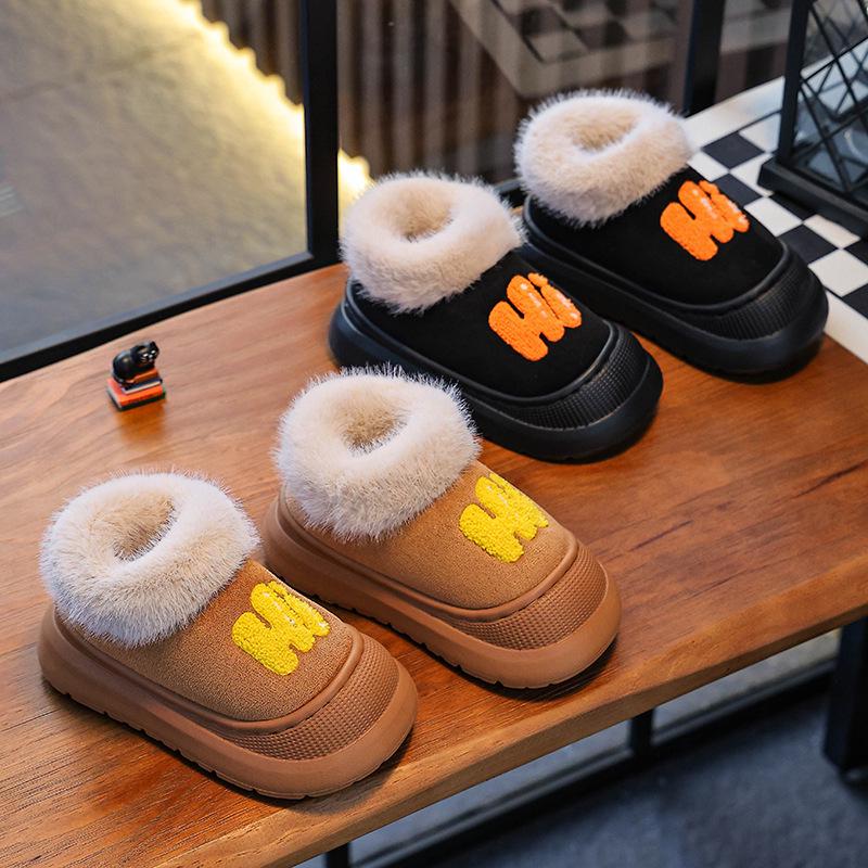 Children's Velvet-Lined Winter Snow Boots with Thick Sole