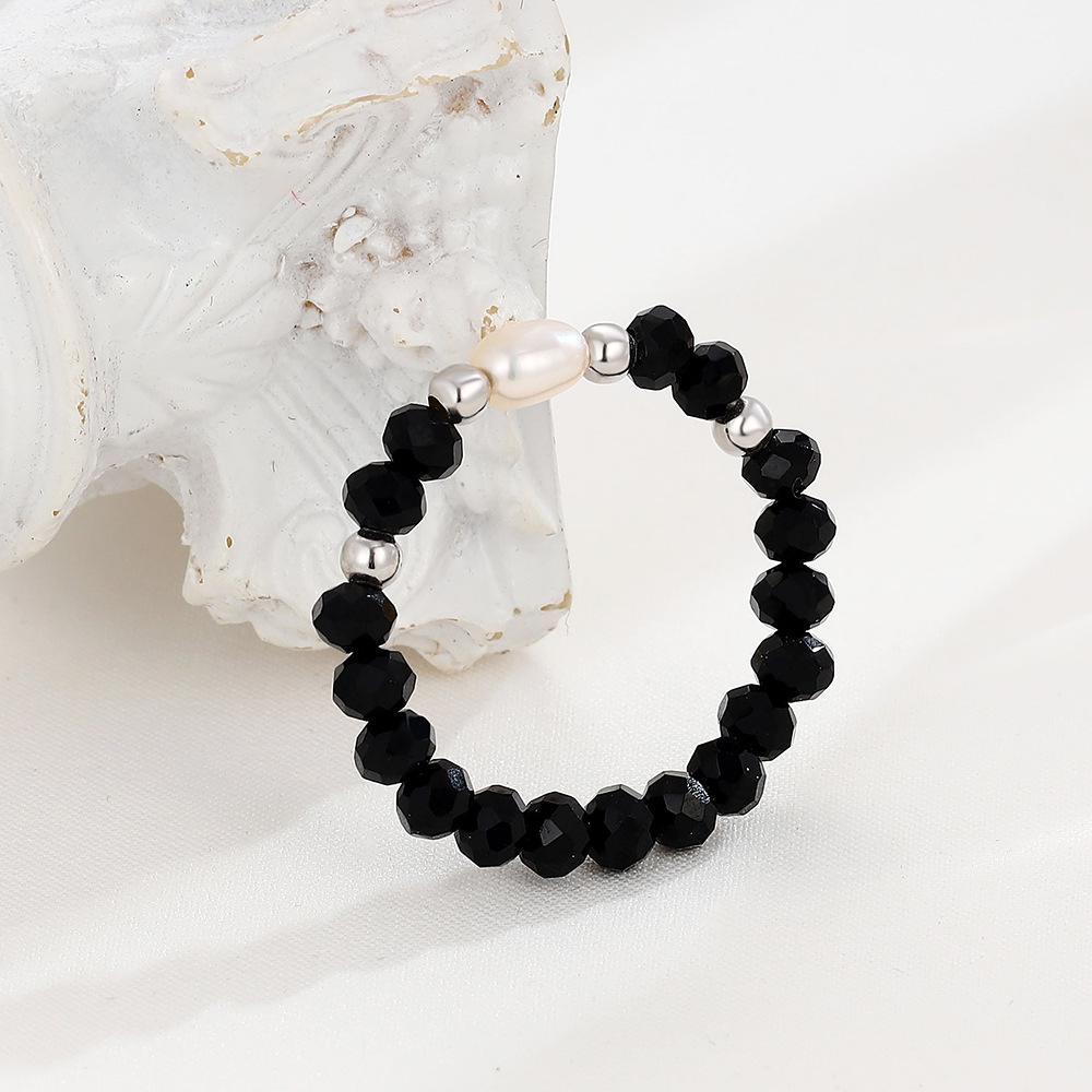 

Темпераментное нишевое кольцо из стерлингового серебра 925 пробы с жемчугом - Элегантное, универсальное, женское эластичное кольцо из круглых бусин S925 Sterling Silver