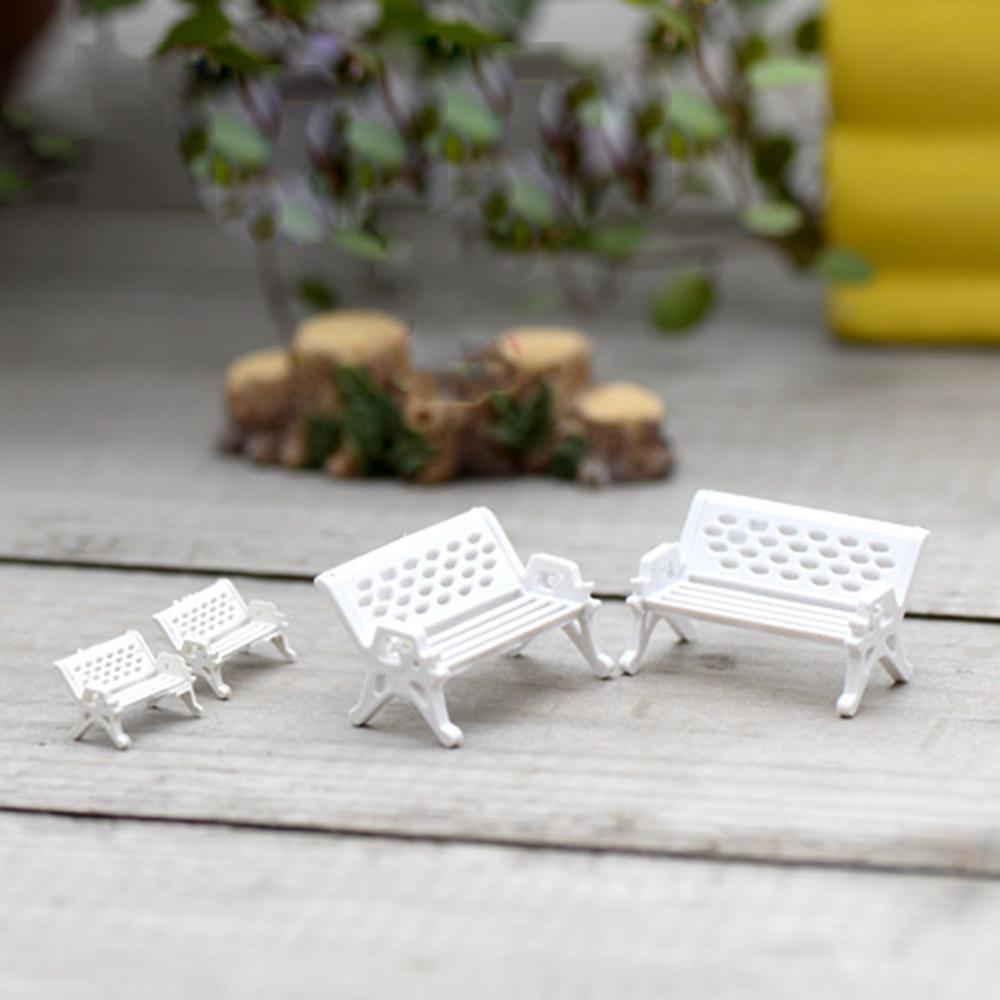 1 Pair Resin Miniature Bench DIY Crafts Doll House Park Chair Figurines Stools Micro Landscapes Fairy Garden Decoration