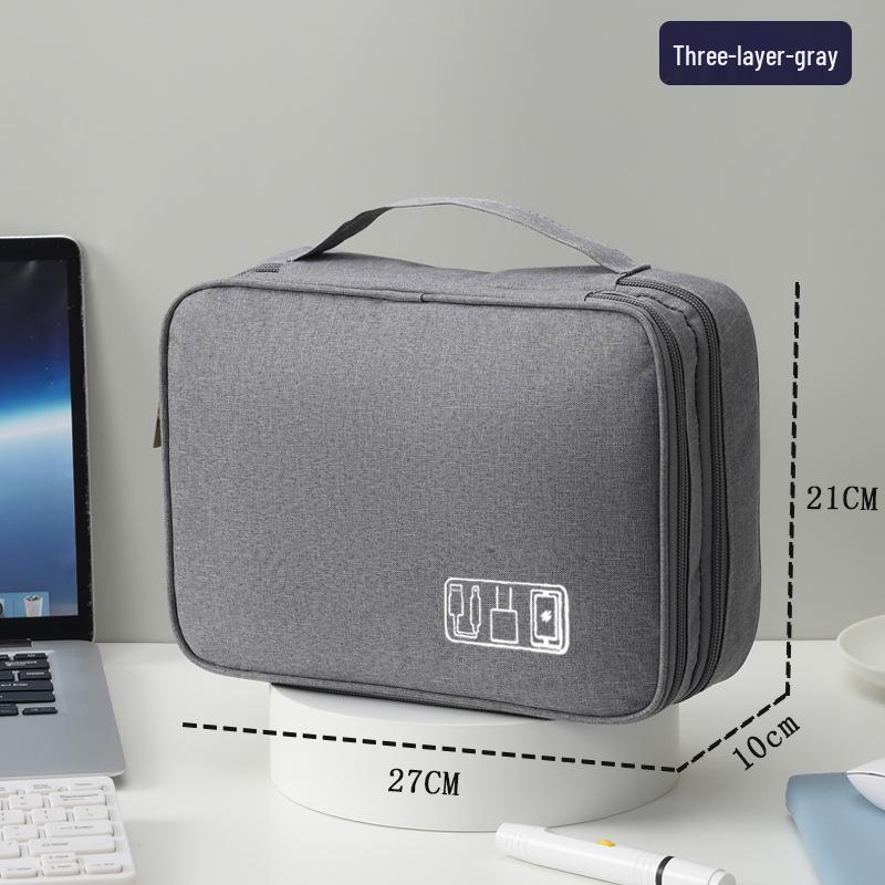 Triple-Layer Shockproof Portable Organizer for Cables, Earphones, Power Banks & Hard Drives