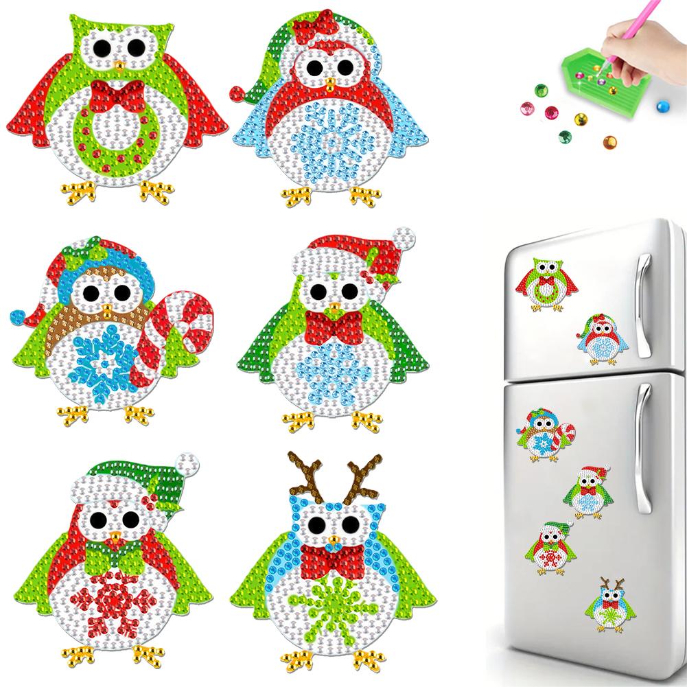 6Pcs Acrylic Christmas Elements Fridge Stickers Diamond Art Fridge Magnet Diamond Painting Fridge Magnet for Fridge Whiteboards