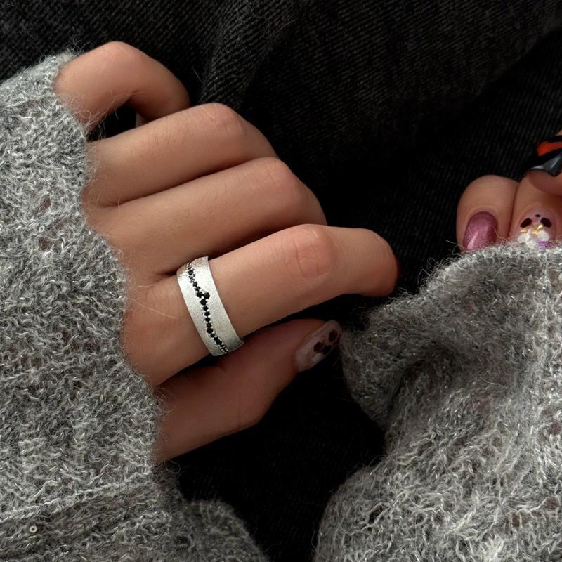 Minimalist Handmade Simple Black Zircon Dot Rings For Women Vintage Fashion New Jewelry Gift Party Birthday anillos