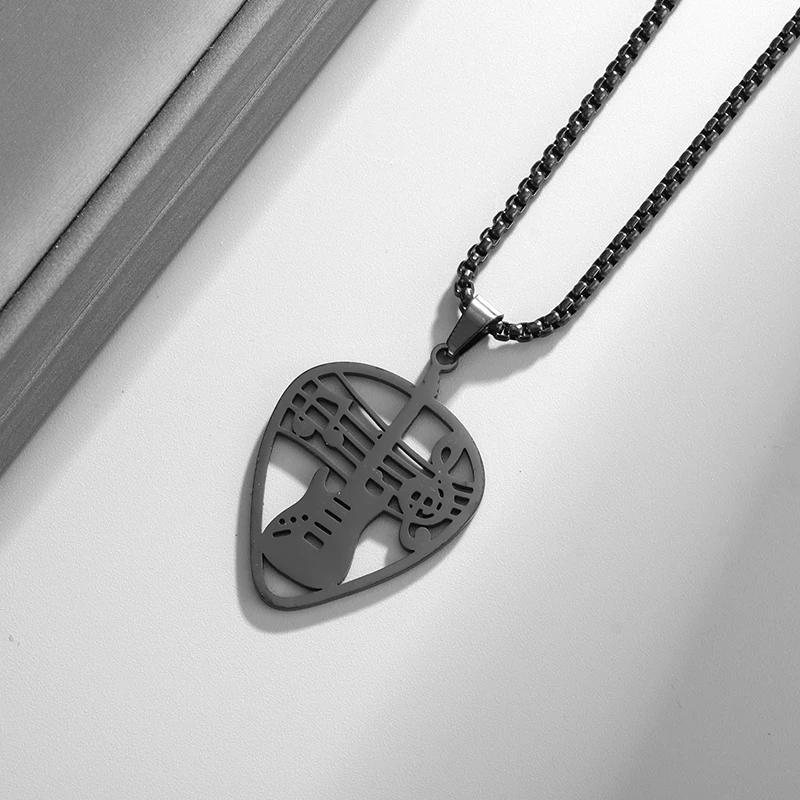 Retro Punk Music Guitar Necklace for Men Personalized Gothic Pendant Fashion Hip Hop Rock Singer Jewelry Gift