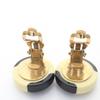 Used CHANEL COCO Mark Earring Gold Plated Plastic White Black Gold Used