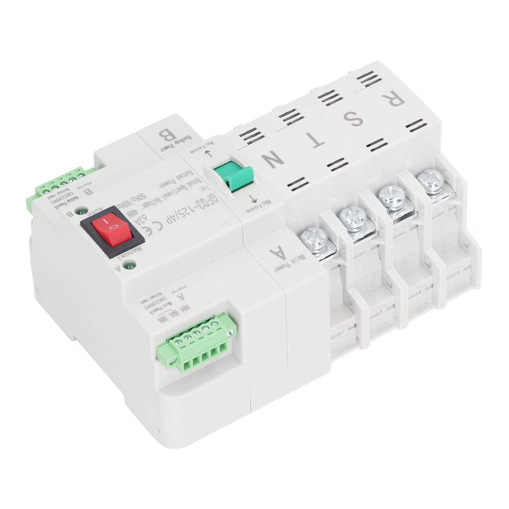 Dual Power Automatic Transfer Switch DIN Rail Mount 4P Generator Changeover Switch AC400V 63A