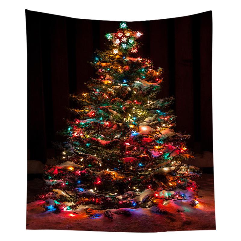 Nordic Christmas Tapestry Watercolor Christmas Tree Print Bedside Hanging Cloth Bedroom Background Cloth
