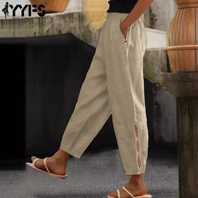 Women's Fashion Casual Solid Color Print High Waist Trousers Pants & Capris