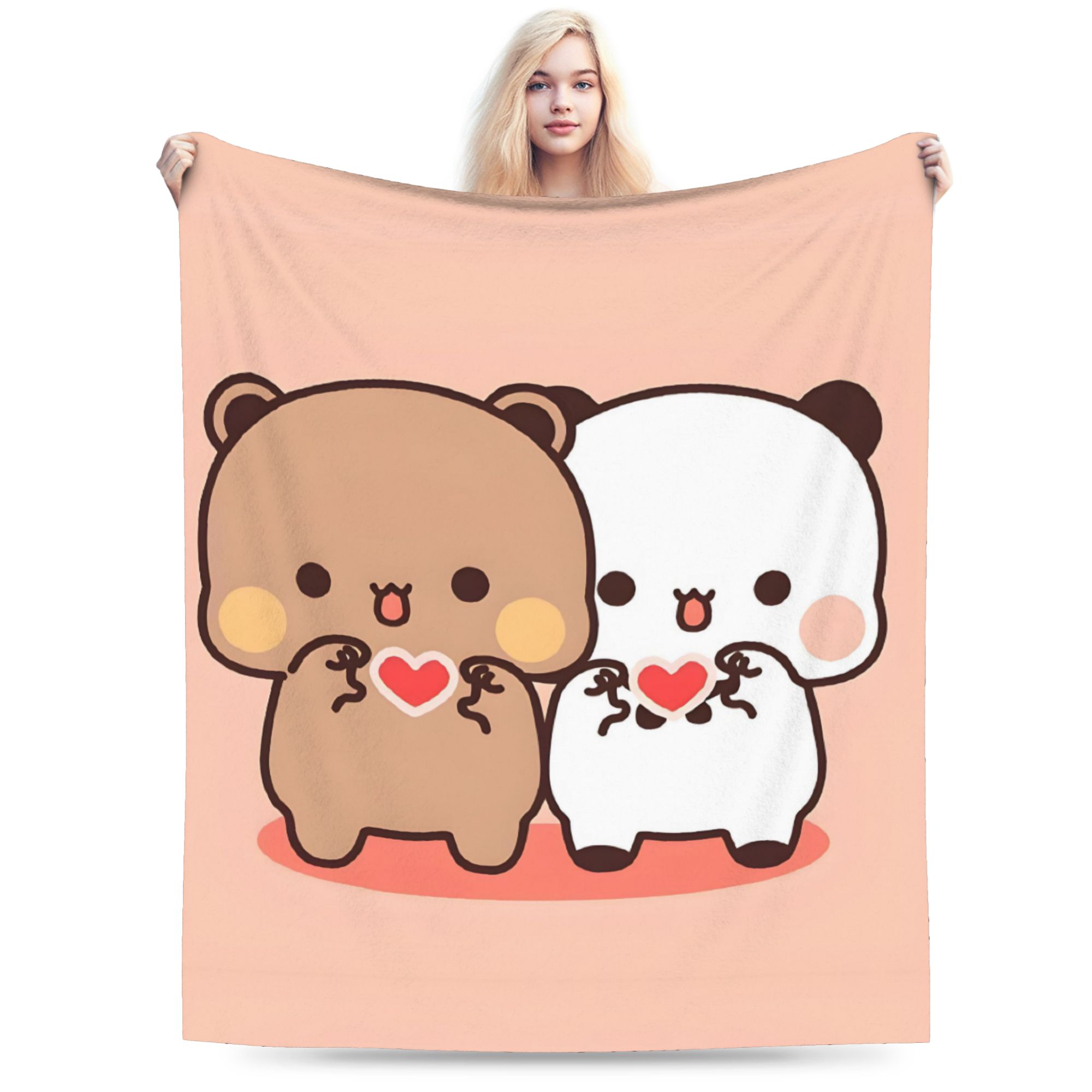 Super Soft Cute Bears Bubu Dudu Valentines day Throw Blanket Premium Flannel Fleece Blanket Warm Plush Bedspread All Season Use 75x100cm
