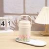 520ml Tulip Pattern Insulated Food Jar with Foldable Spoon, Stainless Steel Thermal Container for Porridge Soup