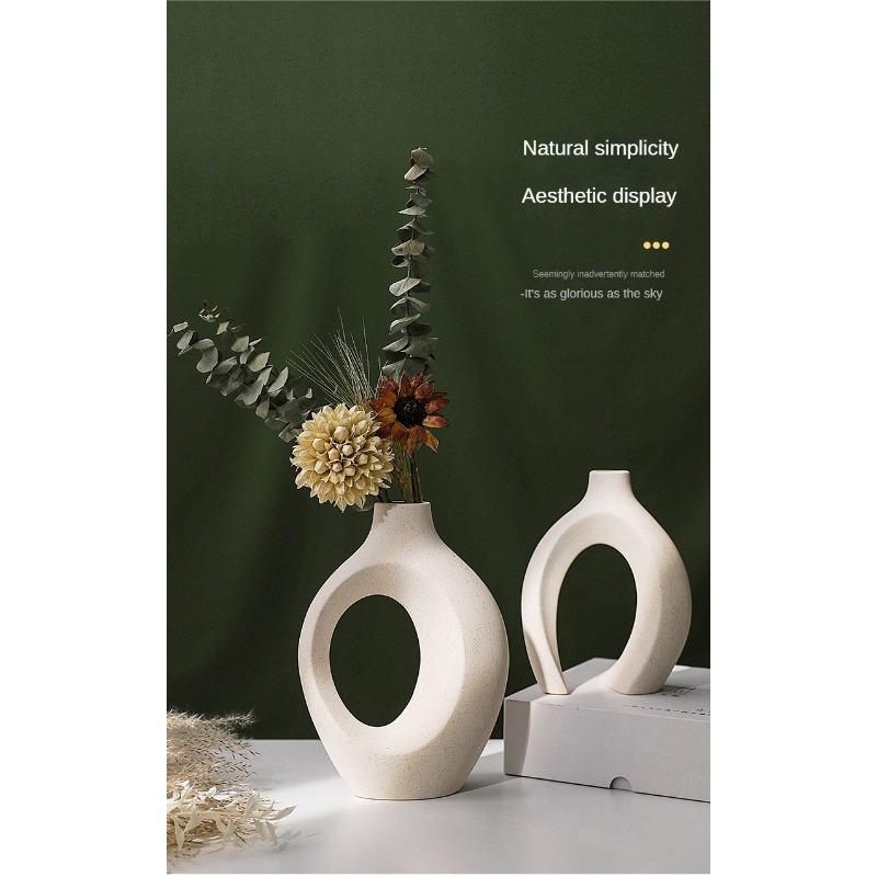Nordic Ceramic White Vase Ins Style Creative Flowerpot Flower Arrangement Simple High Sense Wholesale European Entry Lux
