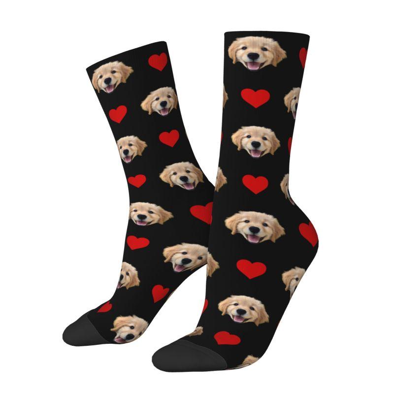 Fashion Print Personalized Face Custom Dog Photo Socks for Women Men Stretchy Summer Autumn Winter Crew Socks One Size