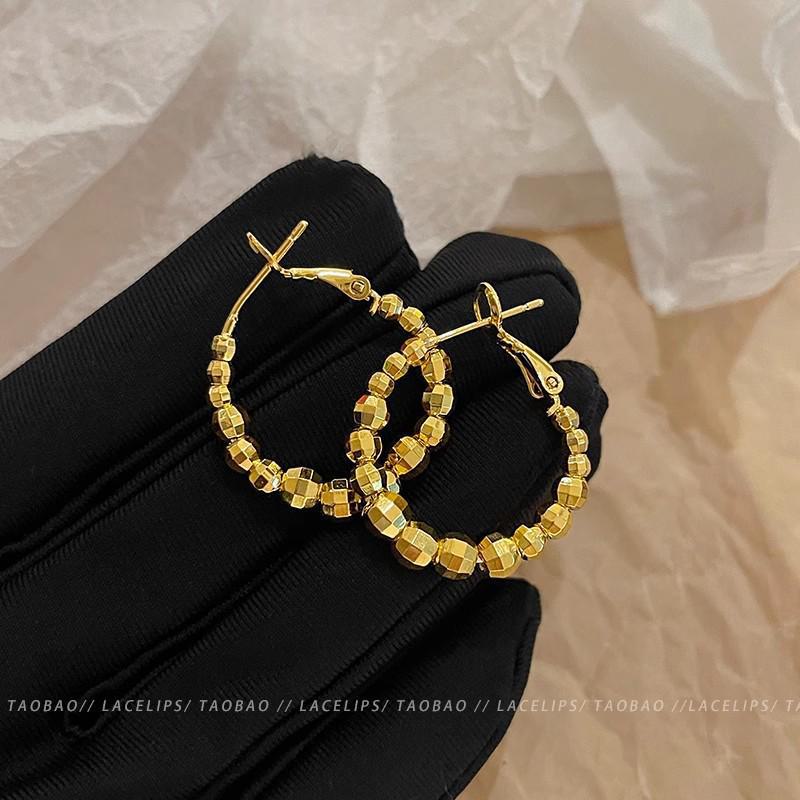 

Серьги-кольца Golden Bean в ретро-гонконгском стиле для женщин — смелое и универсальное ювелирное украшение A2163 золотой