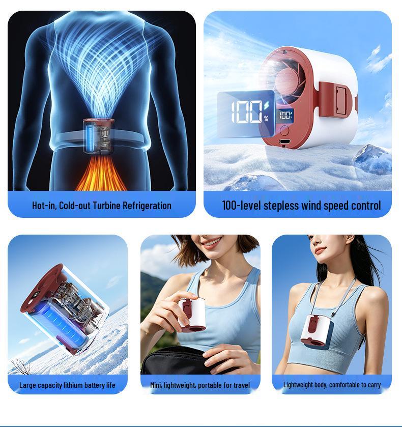 Rechargeable Mini Portable Waist Clip Fan - Large Capacity, Outdoor Use
