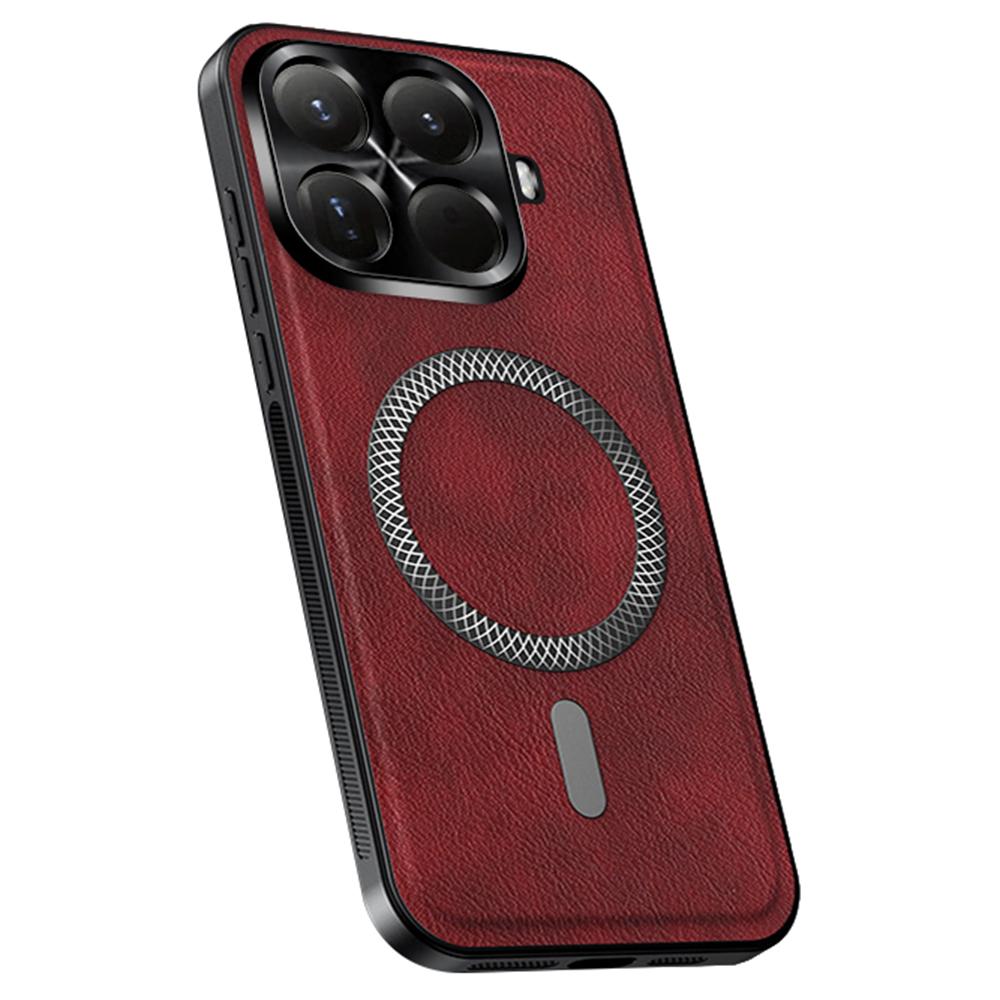 For Xiaomi 15T Pro Magnetic Case PU TPU PC Phone Back Cover with Metal Lens Frame