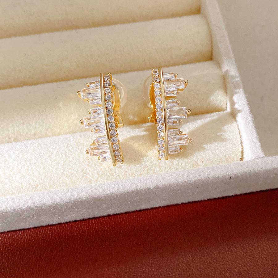 Geometric Zircon Ear Clips: Stylish, Irregular, Versatile, Light Luxury Earring Accessories for Women