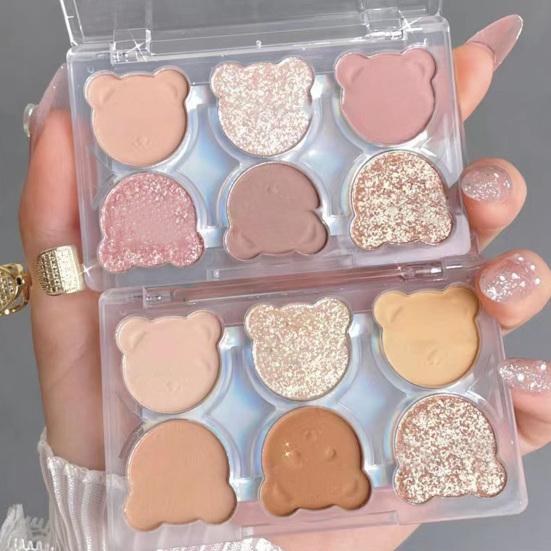 

Стойкая 6-цветная матовая и мерцающая палитра теней для век Cute Bear для ежедневного использования