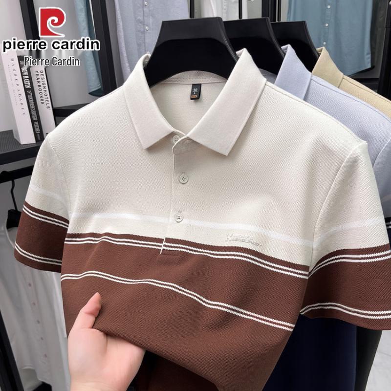 Pierre Cardin Men's Mercerized Cotton Striped Polo Shirt