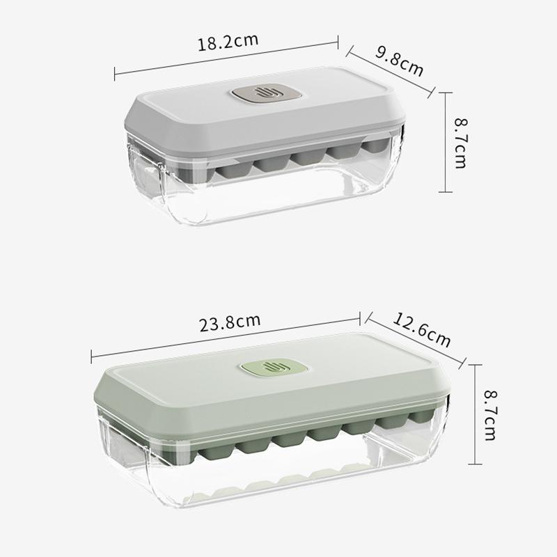 Forma na 18/32 kostek ledu s víkem, lopatkou a úložným boxem, vyjmutí jedním kliknutím, výrobník ledu, DIY, koktejlové nástroje na whisky
