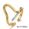 Gold Plated Stainless Steel Geometric Symmetry Line Open Ring for Women Men Line Texture Ring Charms Waterproof Jewelry Gift