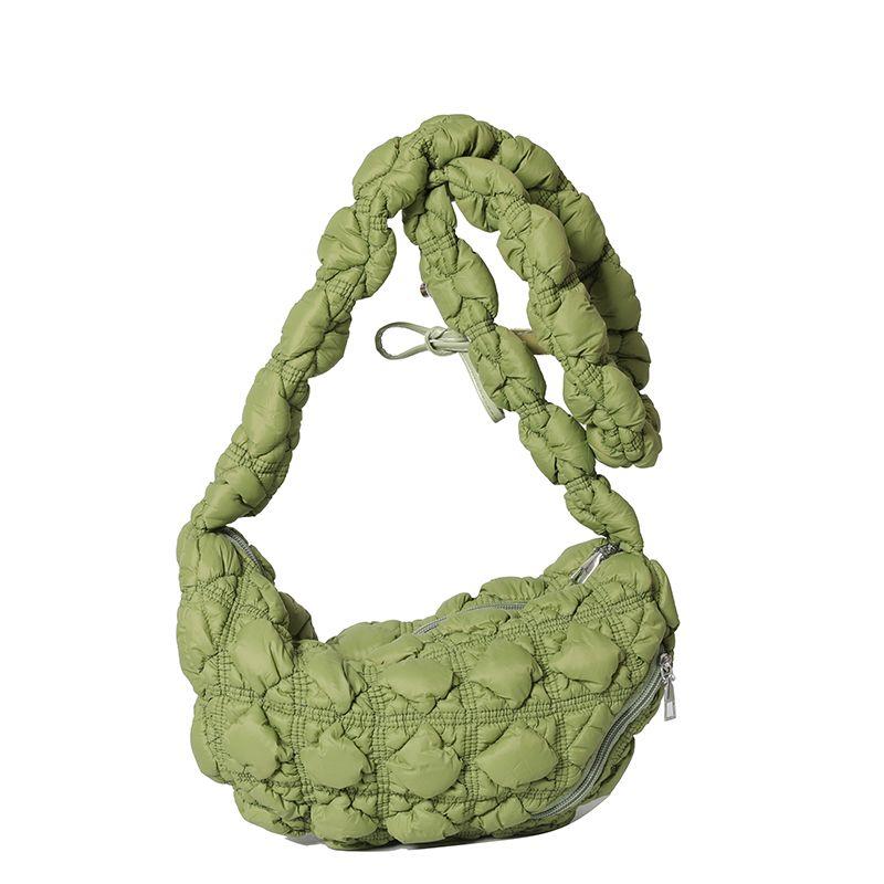 High Looks Korean Lightweight Cloud Bag One Shoulder Crossbody Pleated Versatile Tote Bag Underarm Dumpling Bag Forest Style