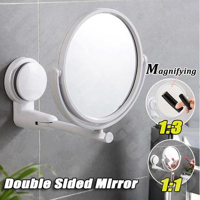 360° Dönebilen Katlanabilir Kozmetik Aynası Zımbasız Büyüteçli Ayna Banyo Aynası Duvara Monte Tıraş Aynası HD Kozmetik Aynası