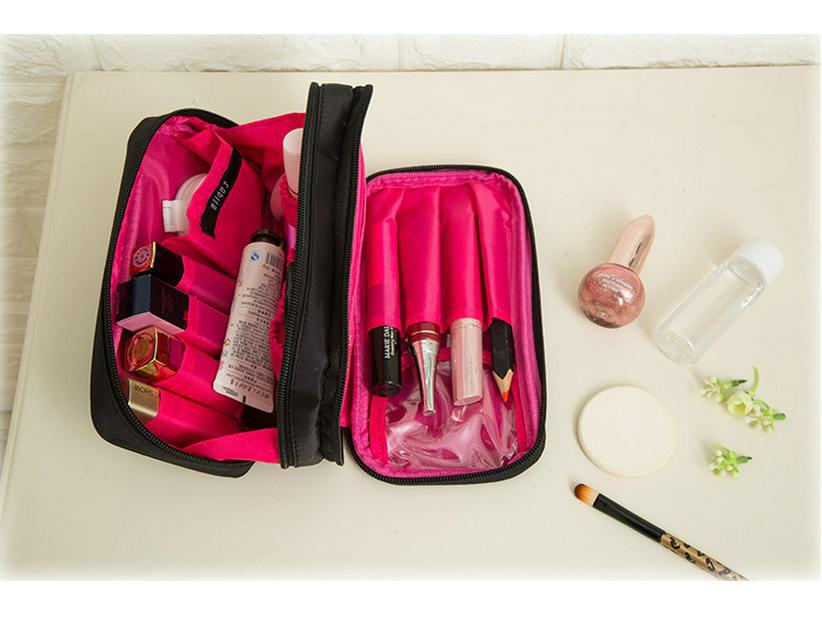 Корейская водонепроницаемая нейлоновая дорожная косметичка большой вместимости с двойной молнией красный