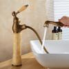 Rubinetto da Bagno Tuqiu Ottone Antico Giada Rubinetto per Lavabo da Bagno Miscelatore Acqua Calda e Fredda Rubinetto per Lavabo Montaggio a Ponte Rubinetto Estraibile