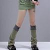 Autumn Winter Spice Girl Functional Patchwork Color-blocking Drawstring Adjustable Micro-flare Leg Warmers Slouchy Green Leg Warmers Color-blocking