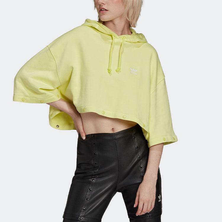 Adidas Originals Trefoil Sports Hooded Pullover Long Sleeve Sweatshirt Women Sweatshirt Lemon-Yellow HC5435