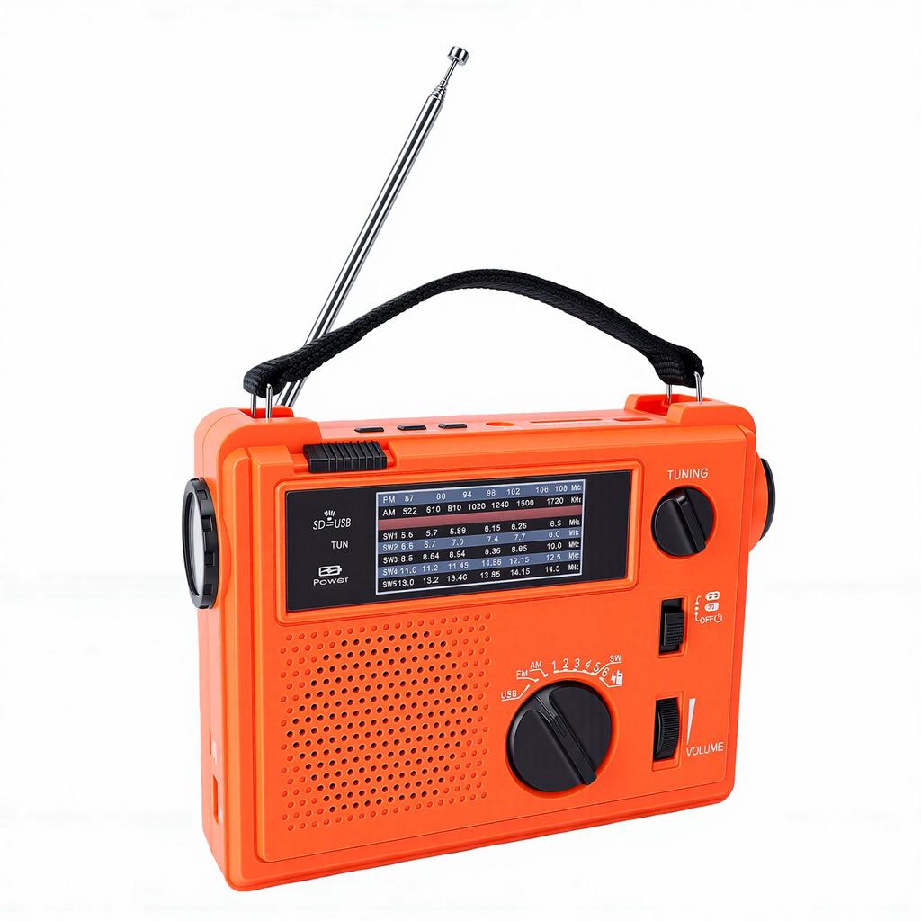 Emergency Weather Radio 2000mAh 7 Band AM FM SW Built in Speaker Portable Hand Crank Radio with Flashlight Phone Charger